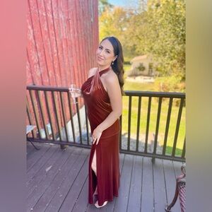 Revelry Terracotta Velvet Gown